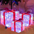 Set of 3 LED Christmas Gift Box Decorations
