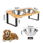 Elevated Dog Food Bowl – Bamboo Stand with Removable Stainless Steel Bowls