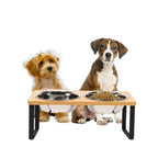 Elevated Dog Food Bowl – Bamboo Stand with Removable Stainless Steel Bowls