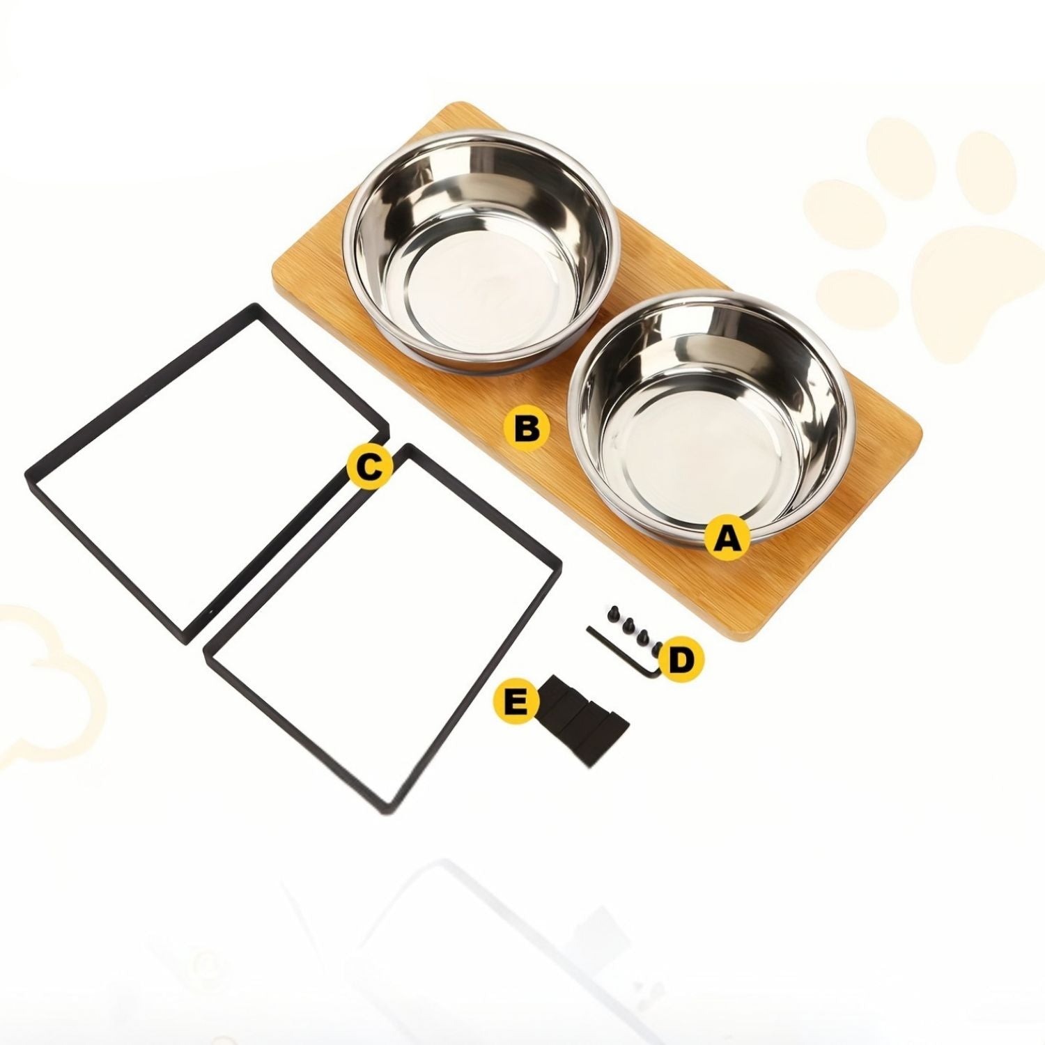 Elevated dog bowl – bamboo stand with removable stainless steel bowl