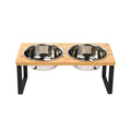 Elevated Dog Food Bowl – Bamboo Stand with Removable Stainless Steel Bowls
