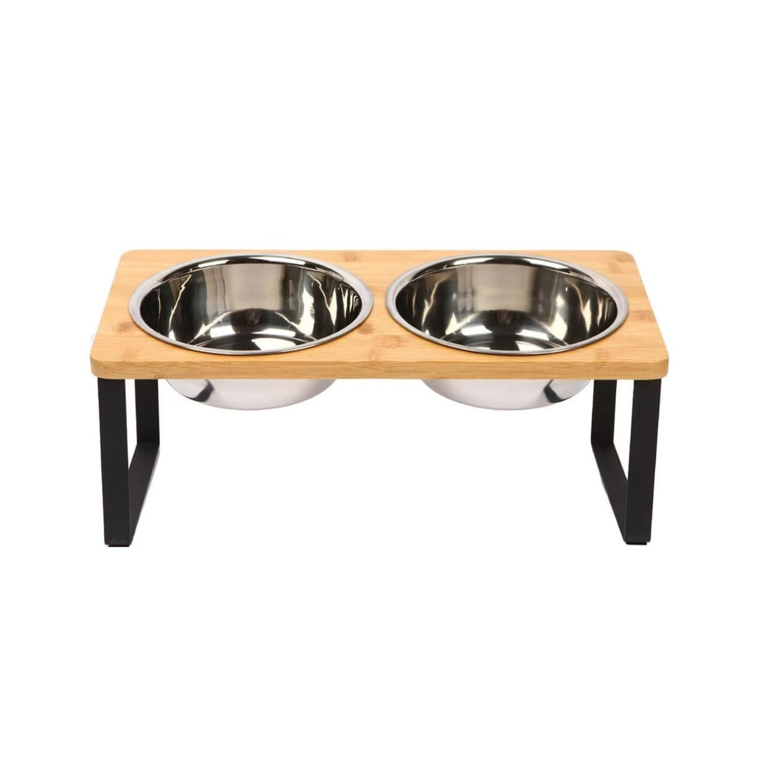 Elevated Dog Food Bowl – Bamboo Stand with Removable Stainless Steel Bowls