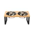 Elevated dog bowl – bamboo stand with removable stainless steel bowl