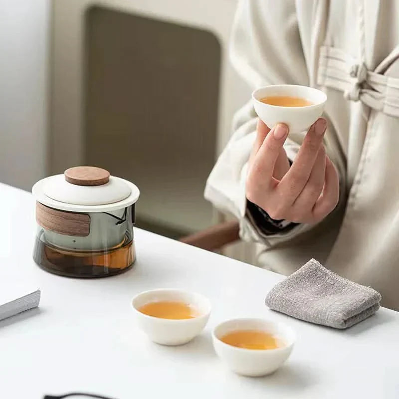 Portable Travel Tea Set with Teapot and Cups