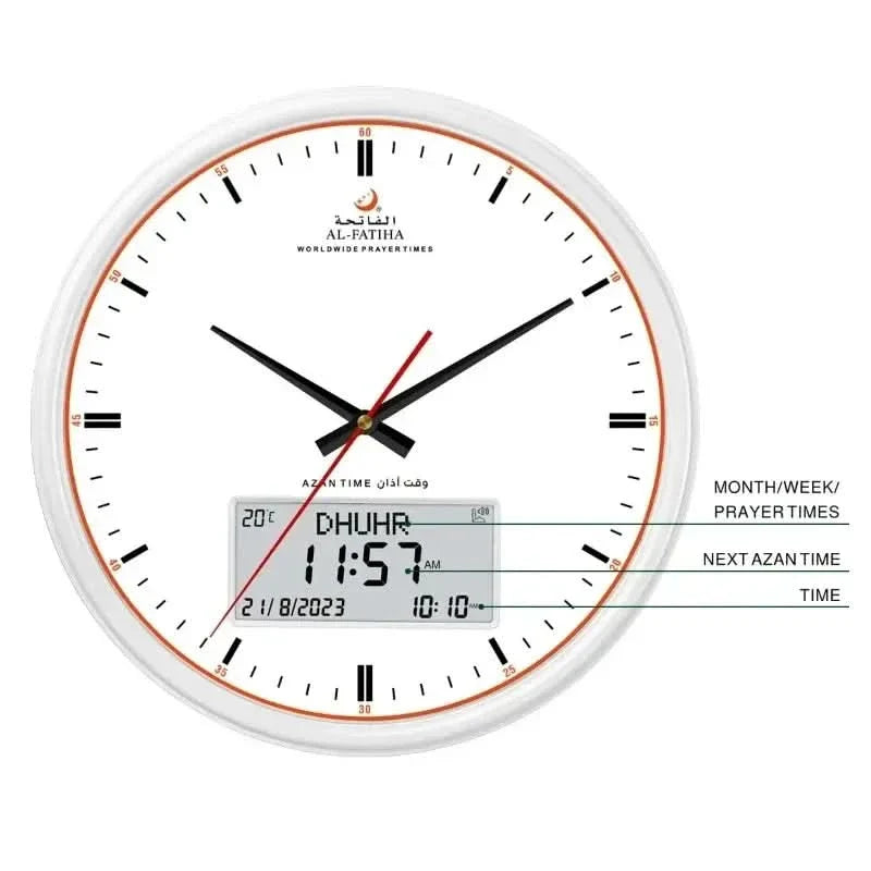 PrayTime Smart Wall Clock – Azan & Hijri Calendar with Dual Display