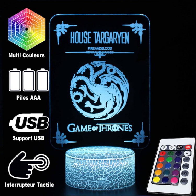 3D Lamp Game Of Thrones House Targaryen