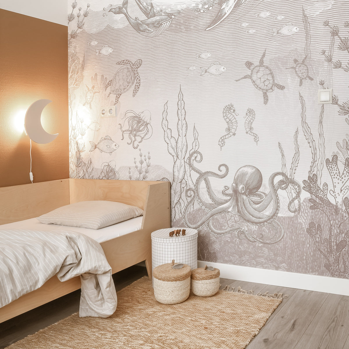 Wooden Moon-Shaped Night Light for Kids