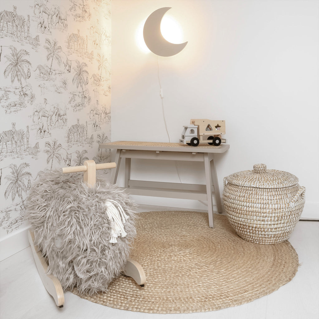 Wooden Moon-Shaped Night Light for Kids
