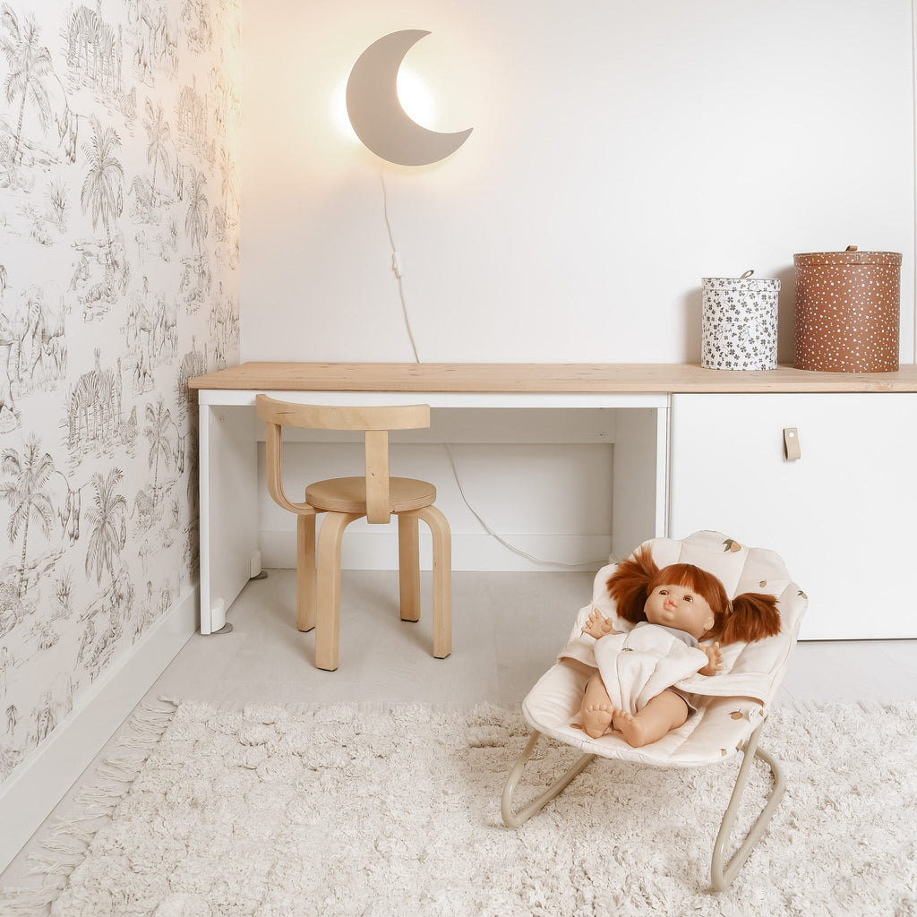 Wooden Moon-Shaped Night Light for Kids