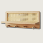 Rustic Wooden Wall Shelf with 4 Hooks