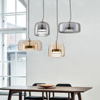 Glass and Metal Pendant Lamp with 12 × 9 Inch and 15 × 6.7 Inch Options