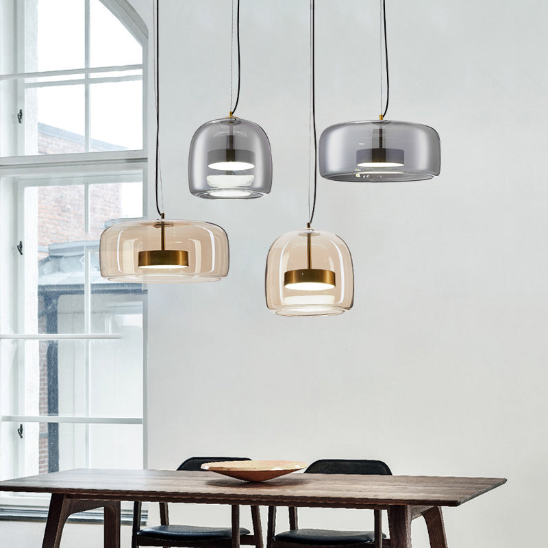 Glass and Metal Pendant Lamp with 12 × 9 Inch and 15 × 6.7 Inch Options