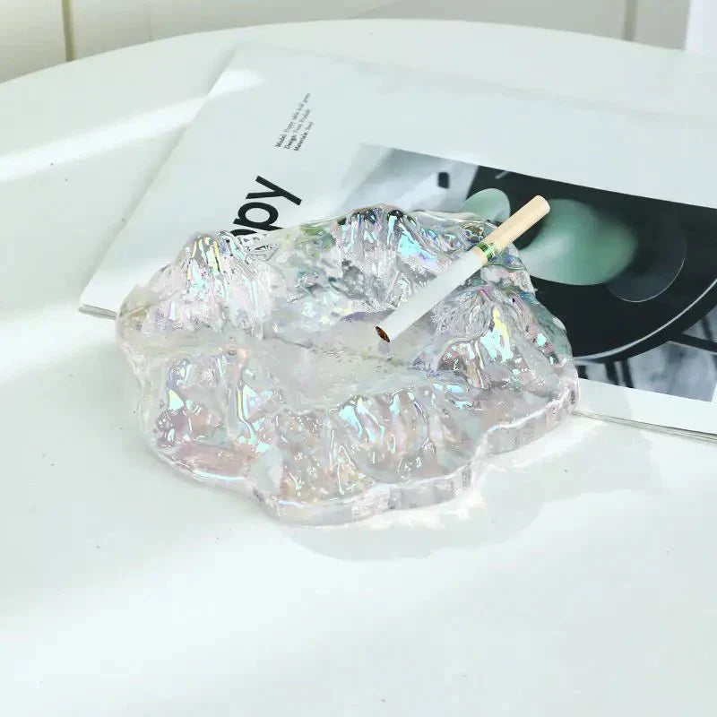 Ashtray decoration made of mountain glass in ice style