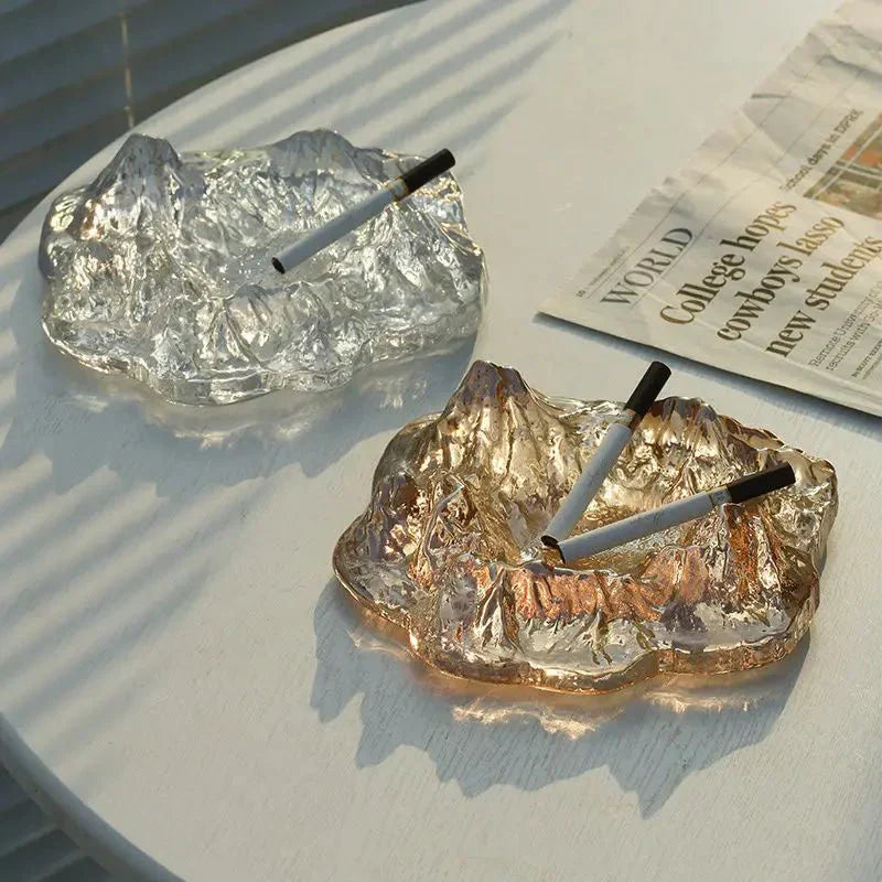 Ashtray decoration made of mountain glass in ice style