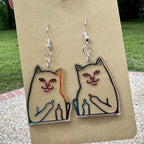 Fun Cat Earrings with Middle Finger