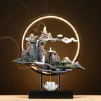 Incense lamp with Misty Mountain Landscape