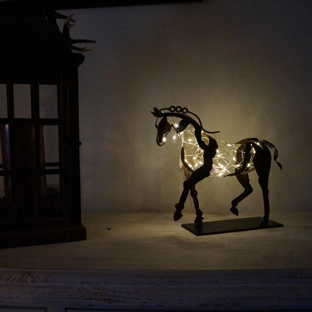RustGlow - Abstract Rust Horse Sculpture with LED Light