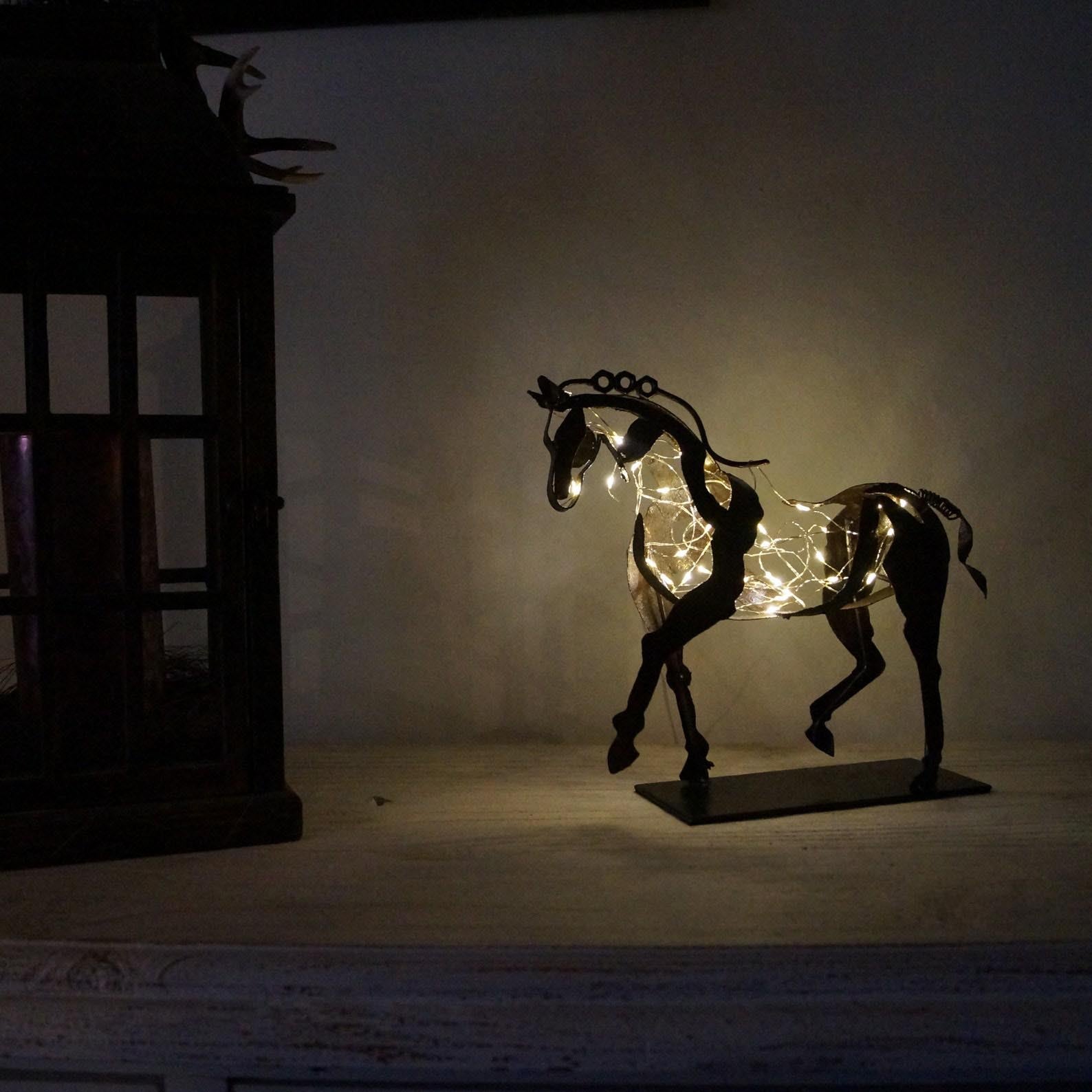 RustGlow - Abstract Rust Horse Sculpture with LED Light