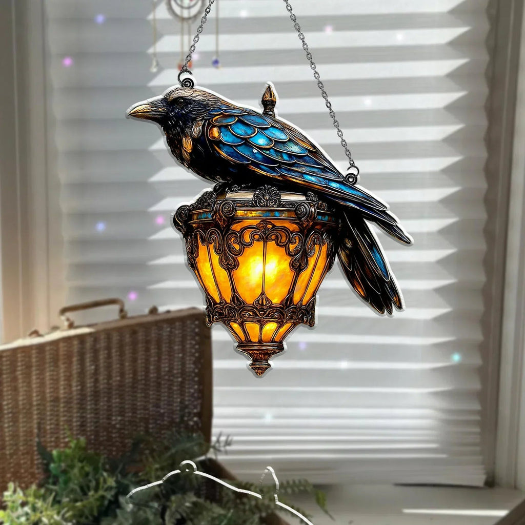 Crow Pendant | Hand-Painted Gothic Decor