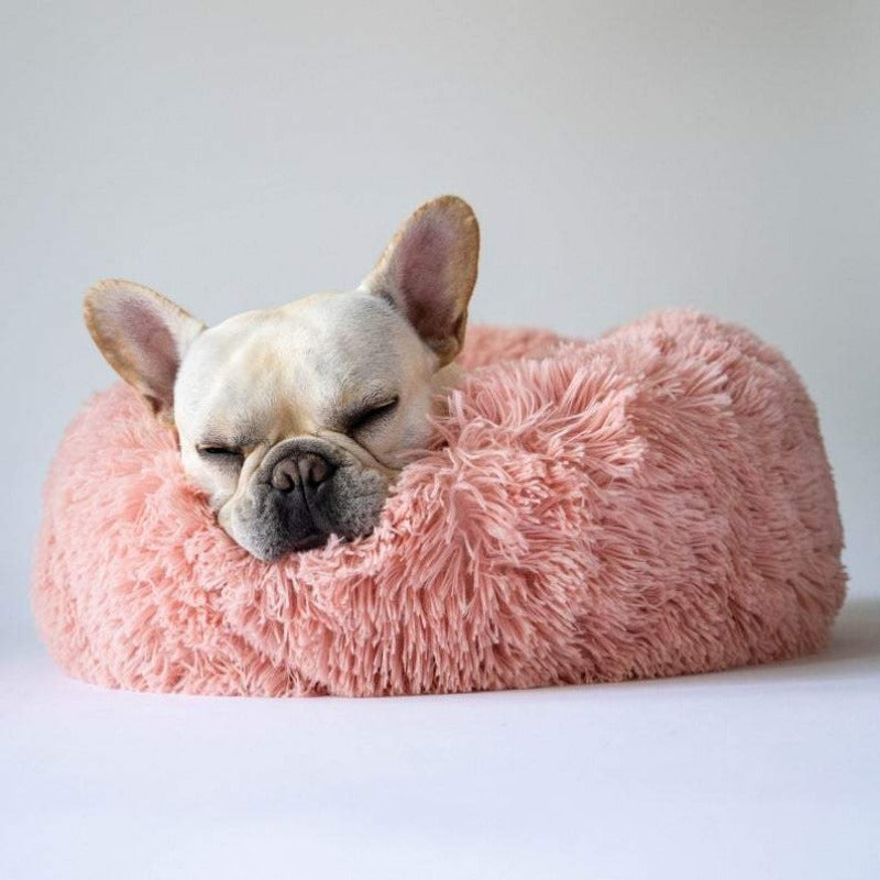 Beef Plush Calming Donut Dog Bed for Small to Large Dogs