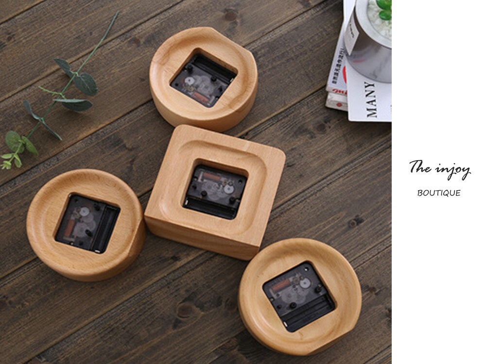 Beech Wood Alarm Clock Small, No Screen Minimalist Desk Clock, Nightstand Clock, Gift for Him
