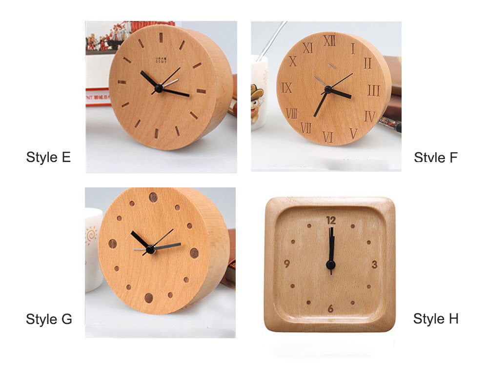 Beech Wood Alarm Clock Small, No Screen Minimalist Desk Clock, Nightstand Clock, Gift for Him