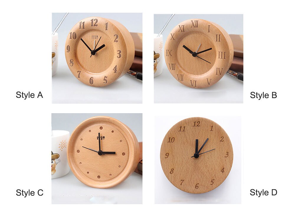 Beech Wood Alarm Clock Small, No Screen Minimalist Desk Clock, Nightstand Clock, Gift for Him