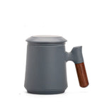 Japanese Ceramic Tea Mug Set with Tea Strainer and Lid, Handmade