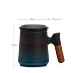 Japanese Ceramic Tea Mug Set with Tea Strainer and Lid, Handmade