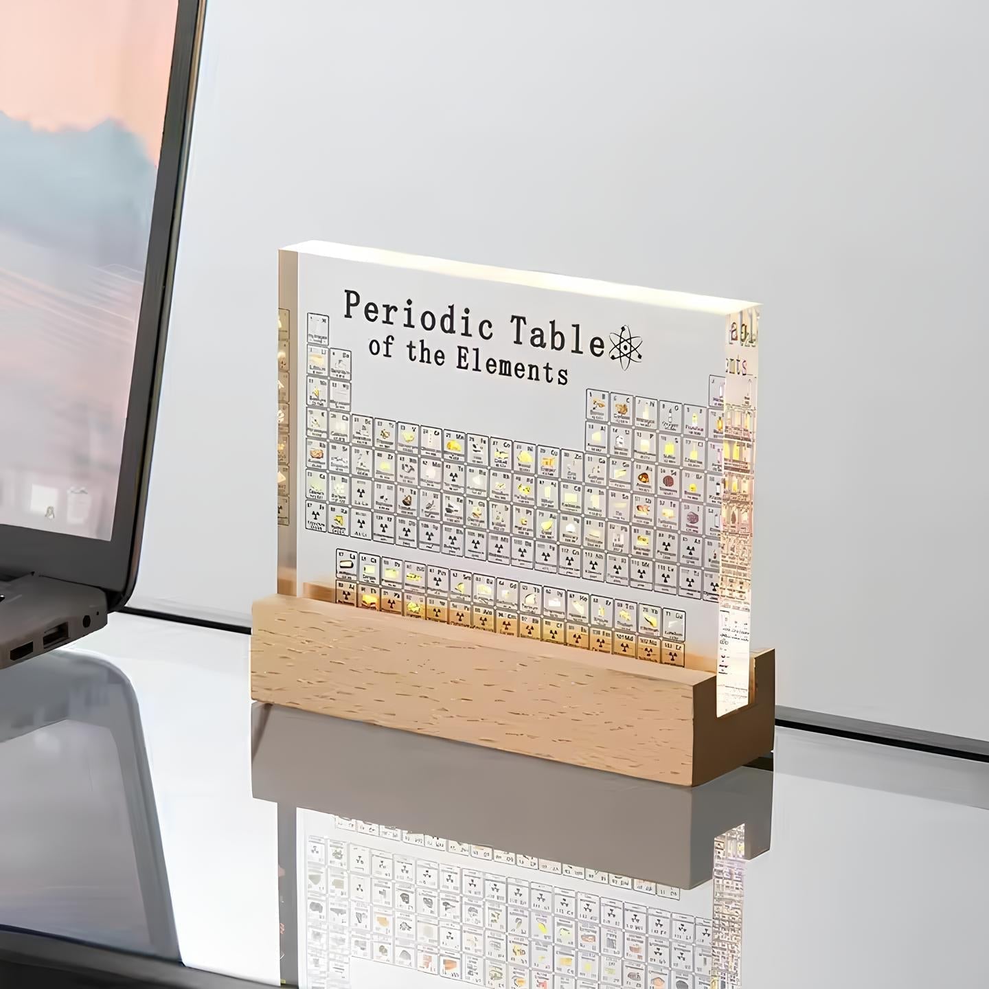 Illuminated Periodic Table with Real Elements - Elementa