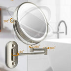LED Wall Mirror with Chrome Frame and Magnifier