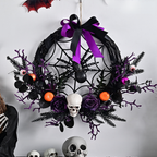Halloween Gothic Floral Spiderweb Wreath | Spooky Door Decor