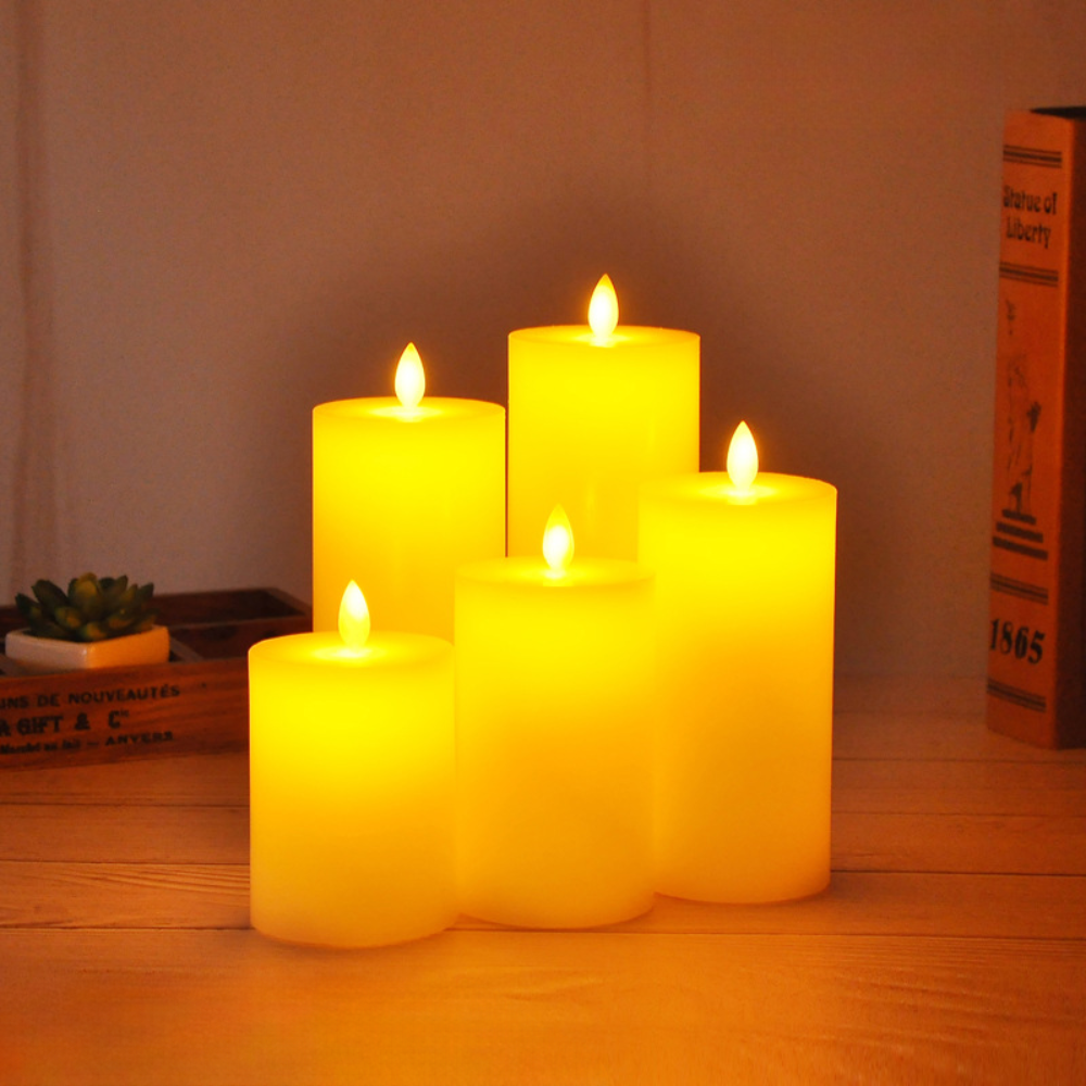 LED Pillar Candles Flickering Real Wax