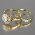 Elegantly Crafted Vintage Gold & Zirconia Ring Set - Viviana Collection