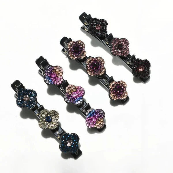 Sparkling Crystal Stone Braided Hair Clips