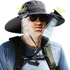 Lightweight Breathable Cooling Sun Hat for Men with Dual Fan & Solar Power
