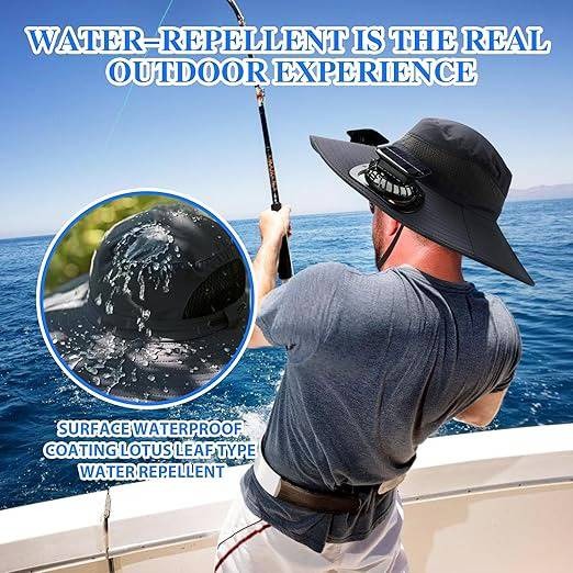 Lightweight Breathable Cooling Sun Hat for Men with Dual Fan & Solar Power