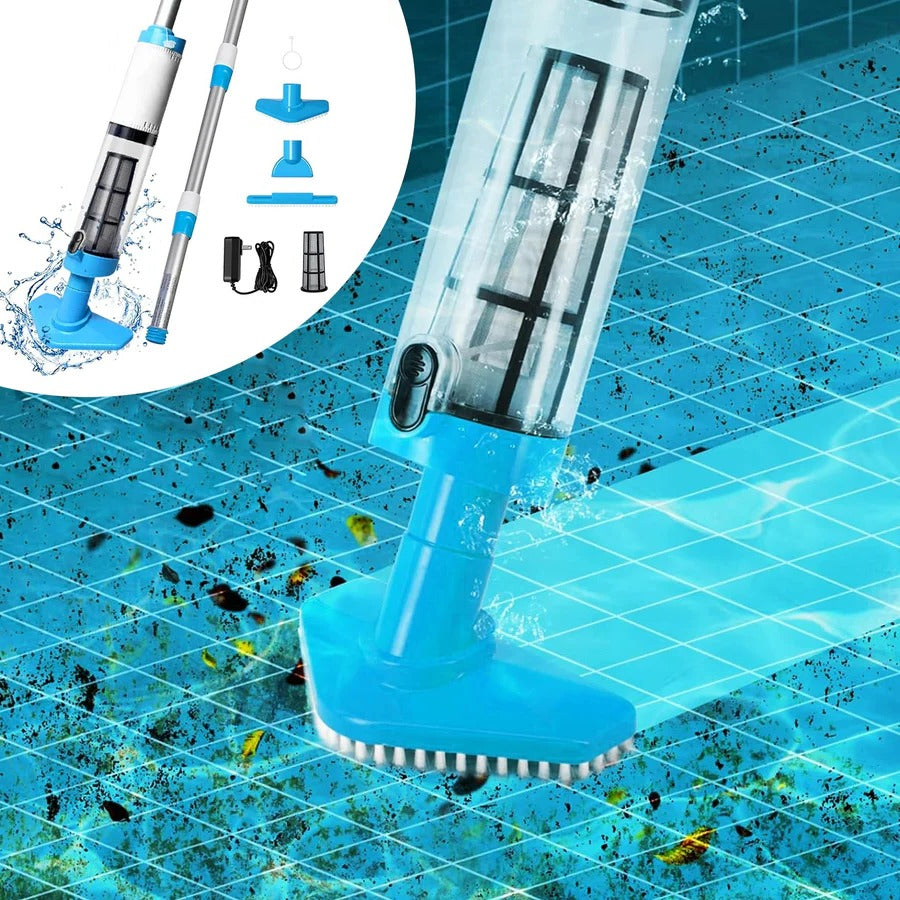 Cordless Pool Cleaner, Rechargeable with Interchangeable Heads