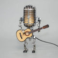 Industrial Style Robot Lamp with Guitar and Vintage Microphone Design