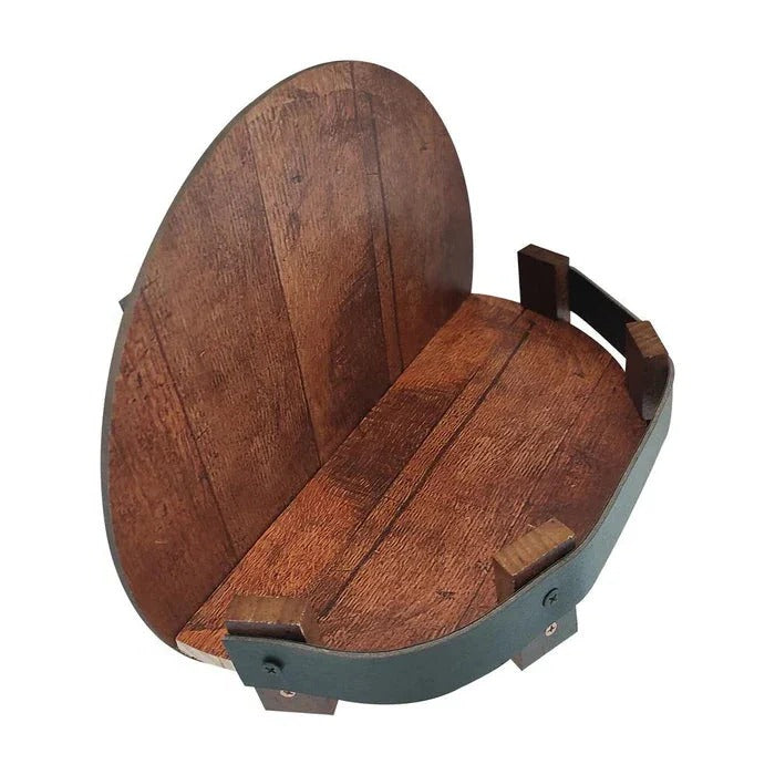 Rustic Whiskey Barrel Shelf – Bourbon Bottle Wall Display Rack