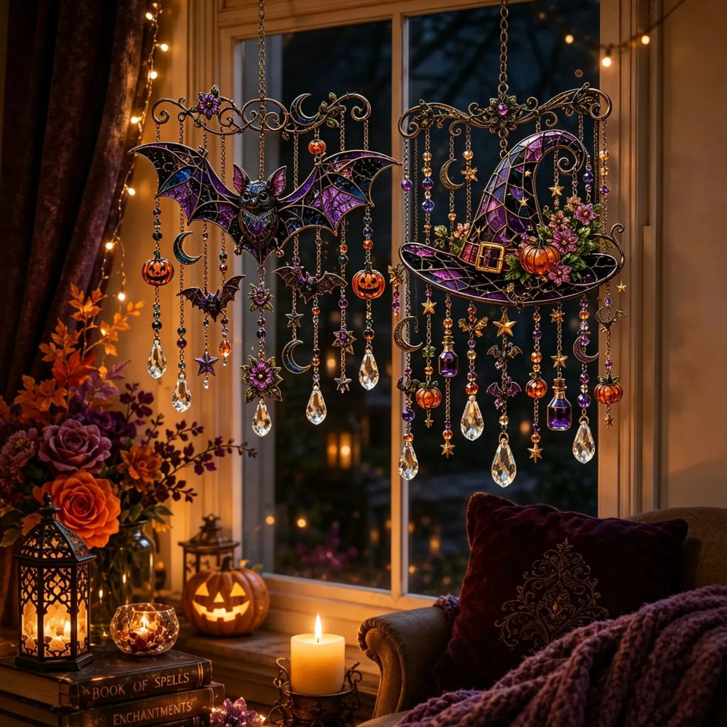 Halloween Crystal Wind Chime – Colorful Acrylic Hanging Garden Decoration