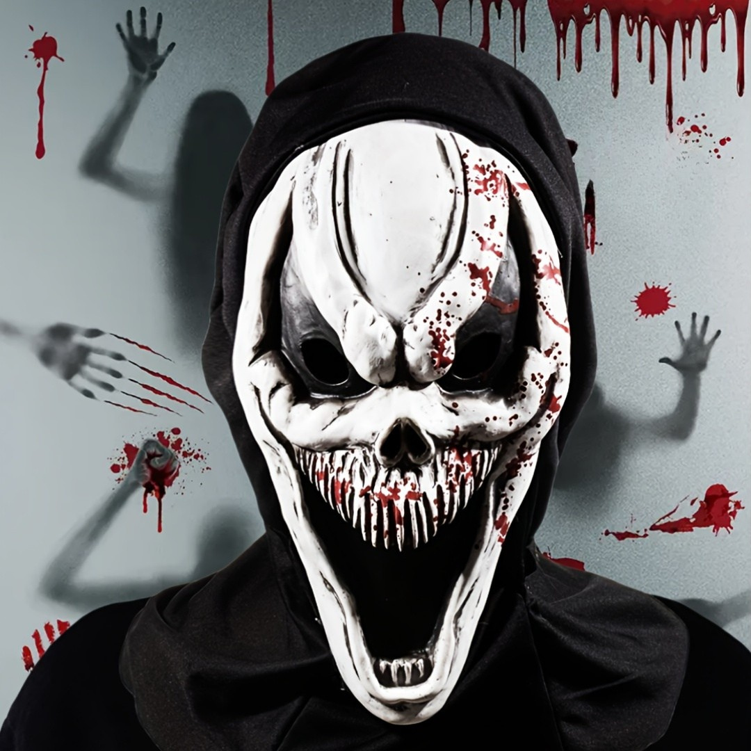 Adult Full Head Halloween Scary Mask | Skull Design Hooded
