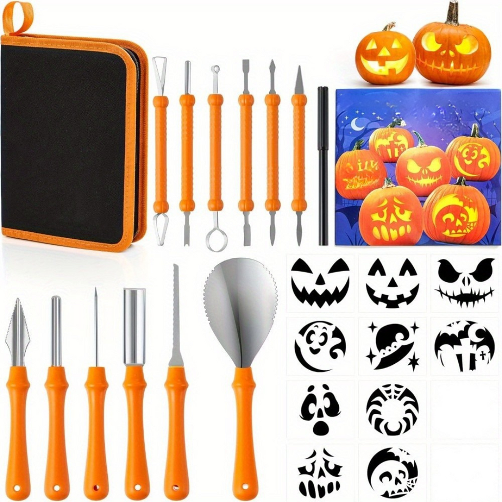 Halloween Pumpkin Carving Kit with Stencils | Easy Carved Pumpkins Reusable Tools