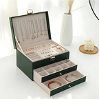 Multi-Layer Leather Jewelry Organizer with Plush Lining for Rings and Necklaces