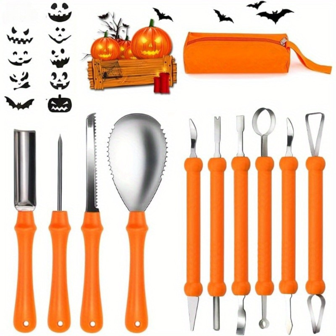 Halloween Pumpkin Carving Kit with Stencils | Easy Carved Pumpkins Tools