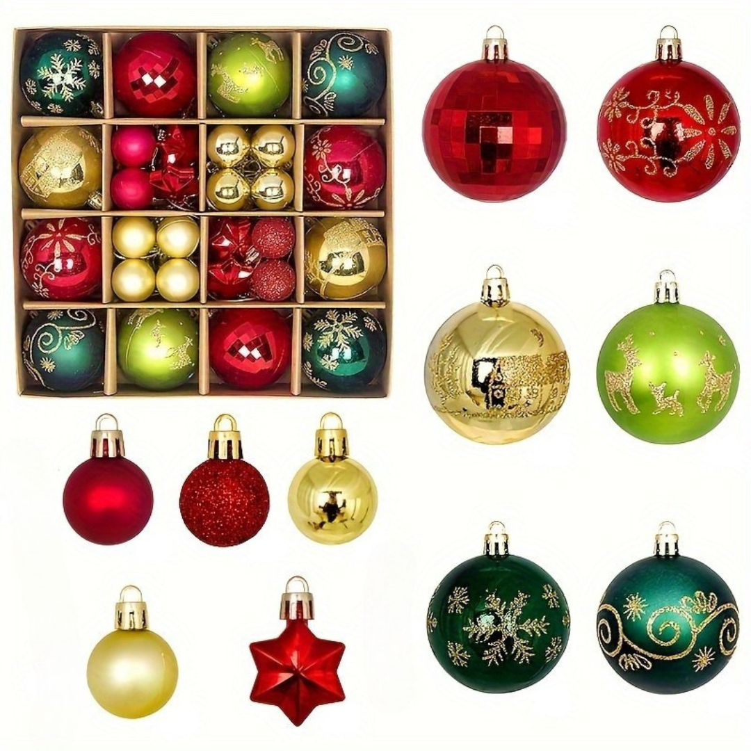 Christmas Tree Baubles Set – Plastic Hanging Ornaments