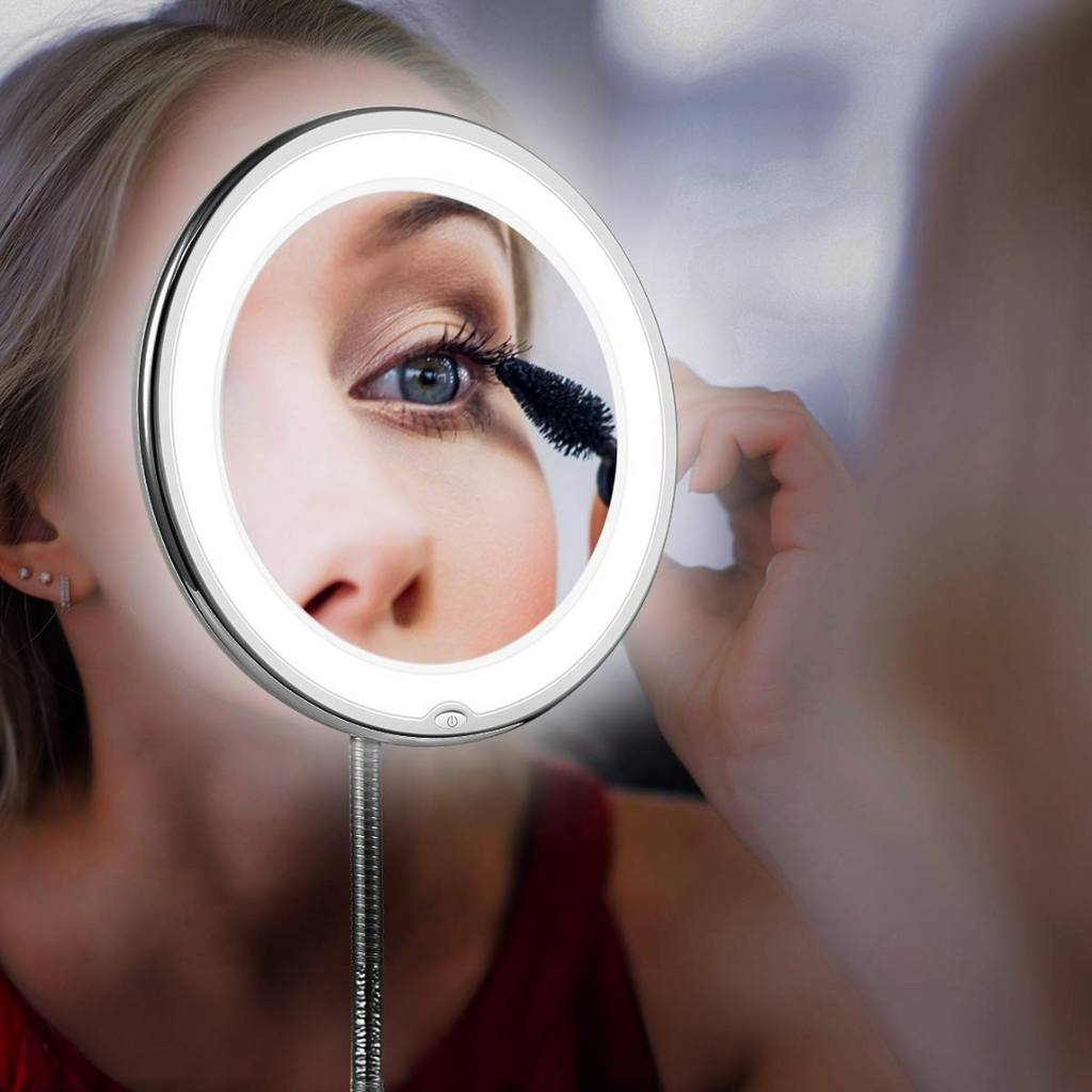 LED Makeup Mirror with Flexible Arm and Magnifier