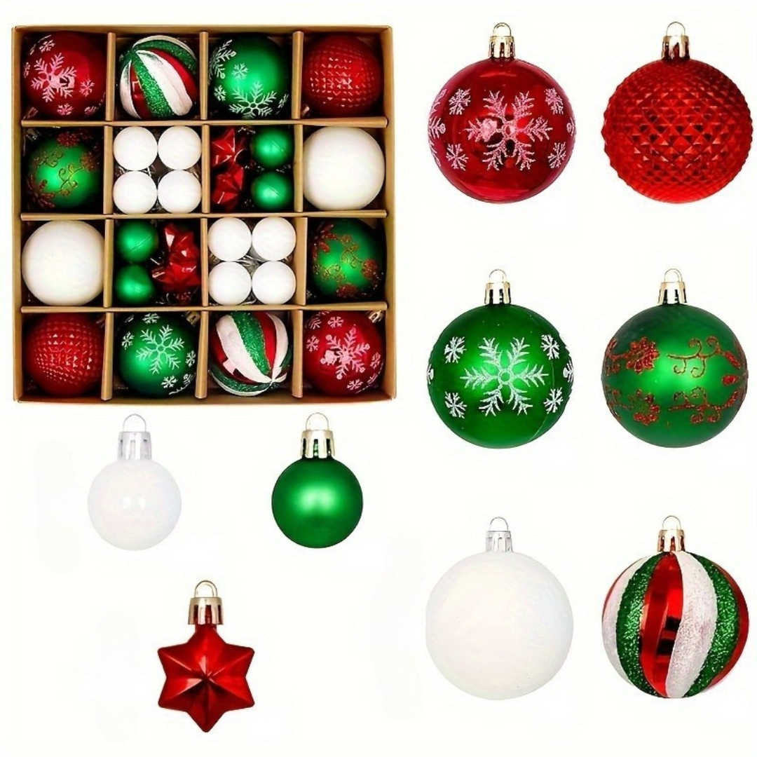 Christmas Tree Baubles Set – Plastic Hanging Ornaments