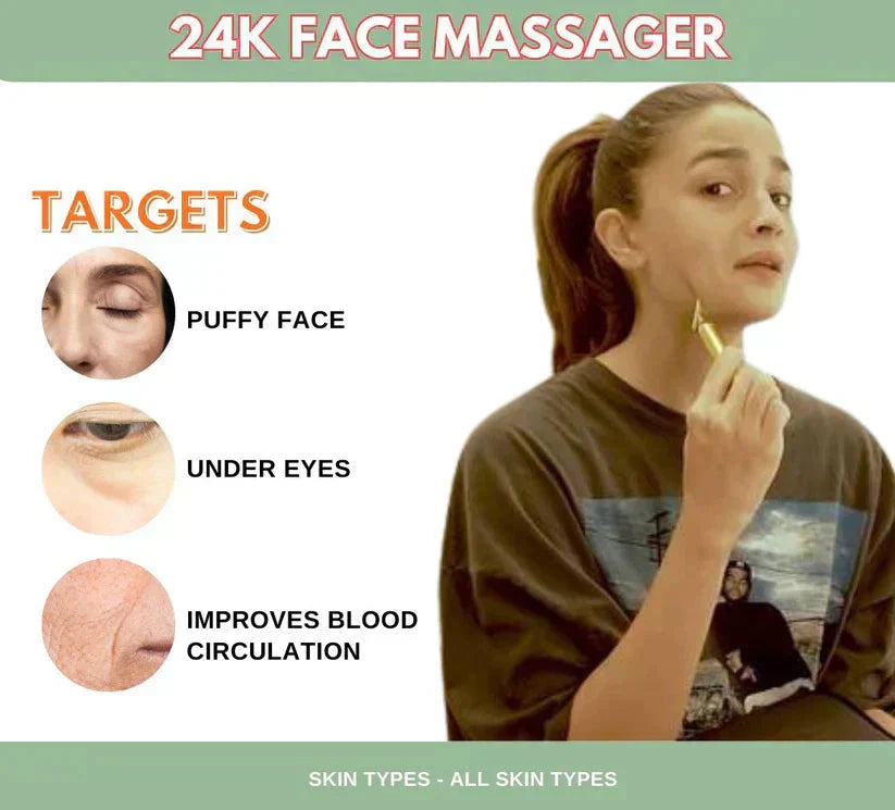 GildedGlow Luxe Face Massage Roller | Revitalize your skin with an electric massage tool with 24K gold for a radiant complexion