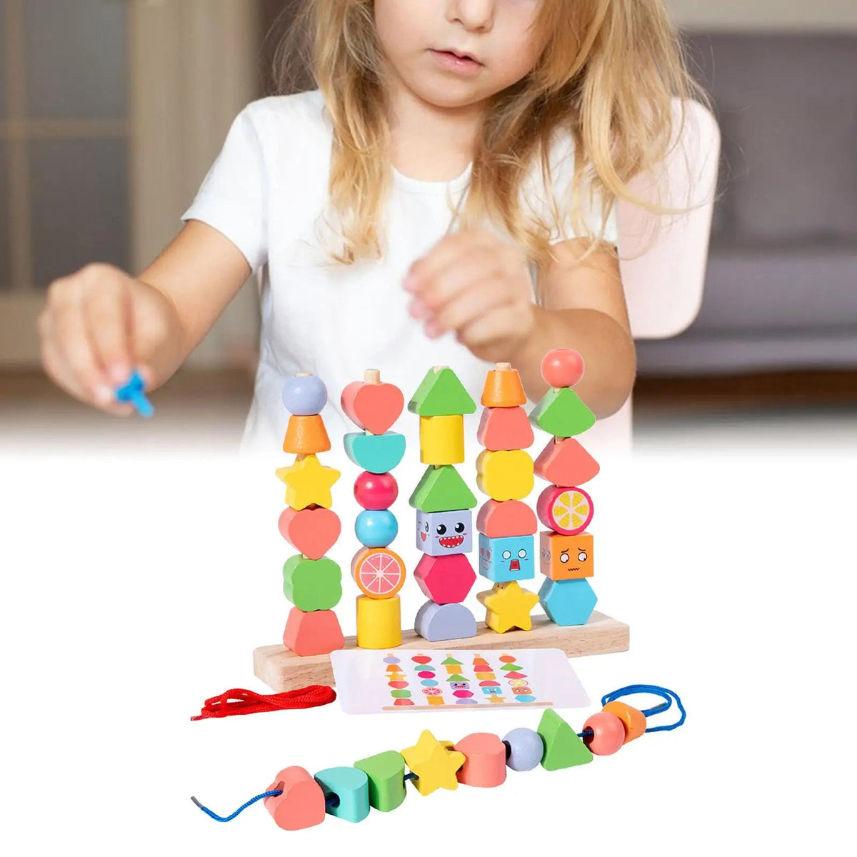 Promotes Spatial Understanding – Learning Blocks Made of Wood with Colorful Shapes
